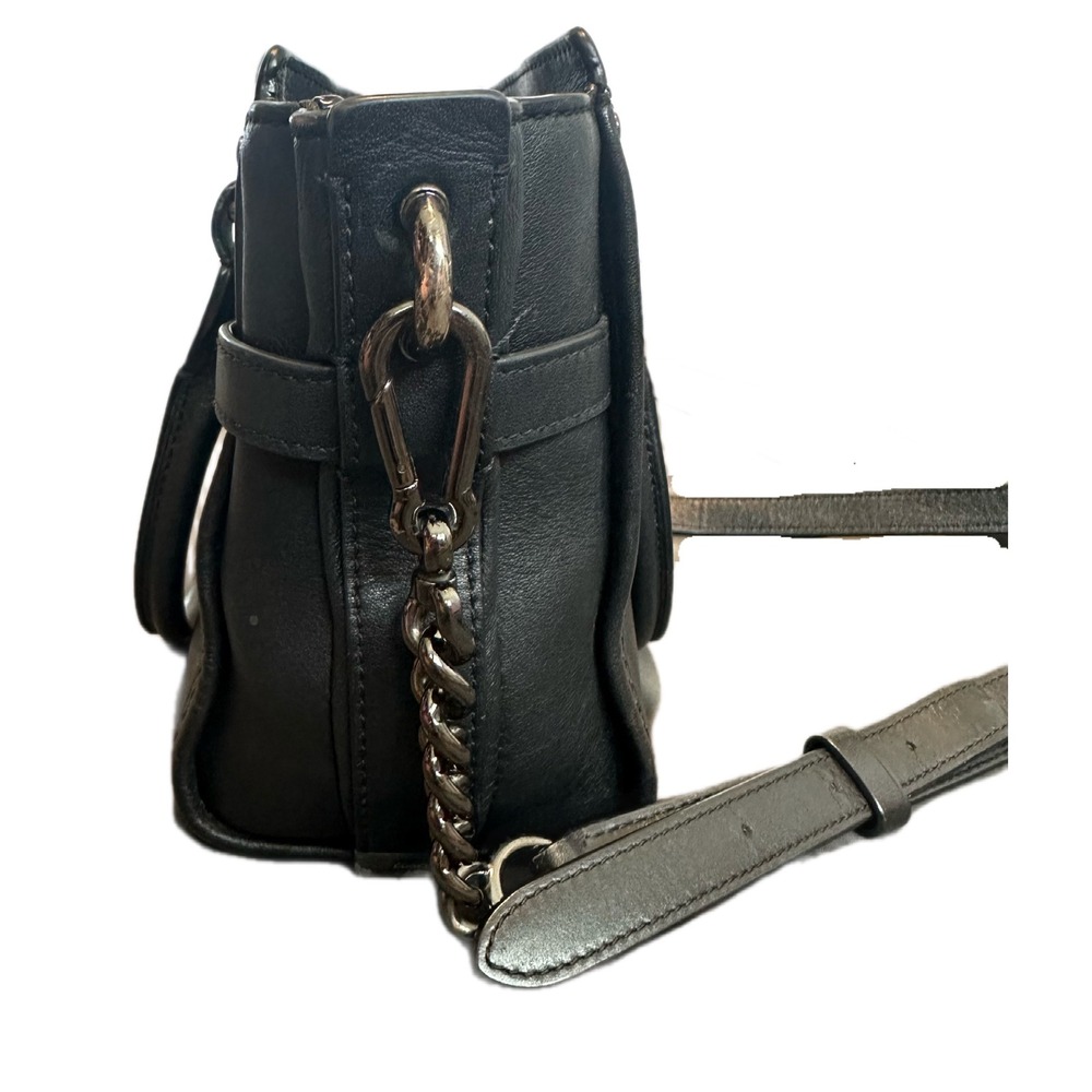 Coach Bandana Rivet Swagger 21 Black mini Leather Satchel Crossbody Bag Gunmetal - Picture 3 of 10
